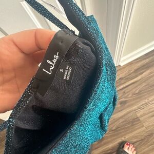 Lulu's Blue Mini Dress with Shimmering Fabric